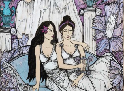 Les sapphos rêvées de Marie Kovacs à la galerie Rachel Hardouin.